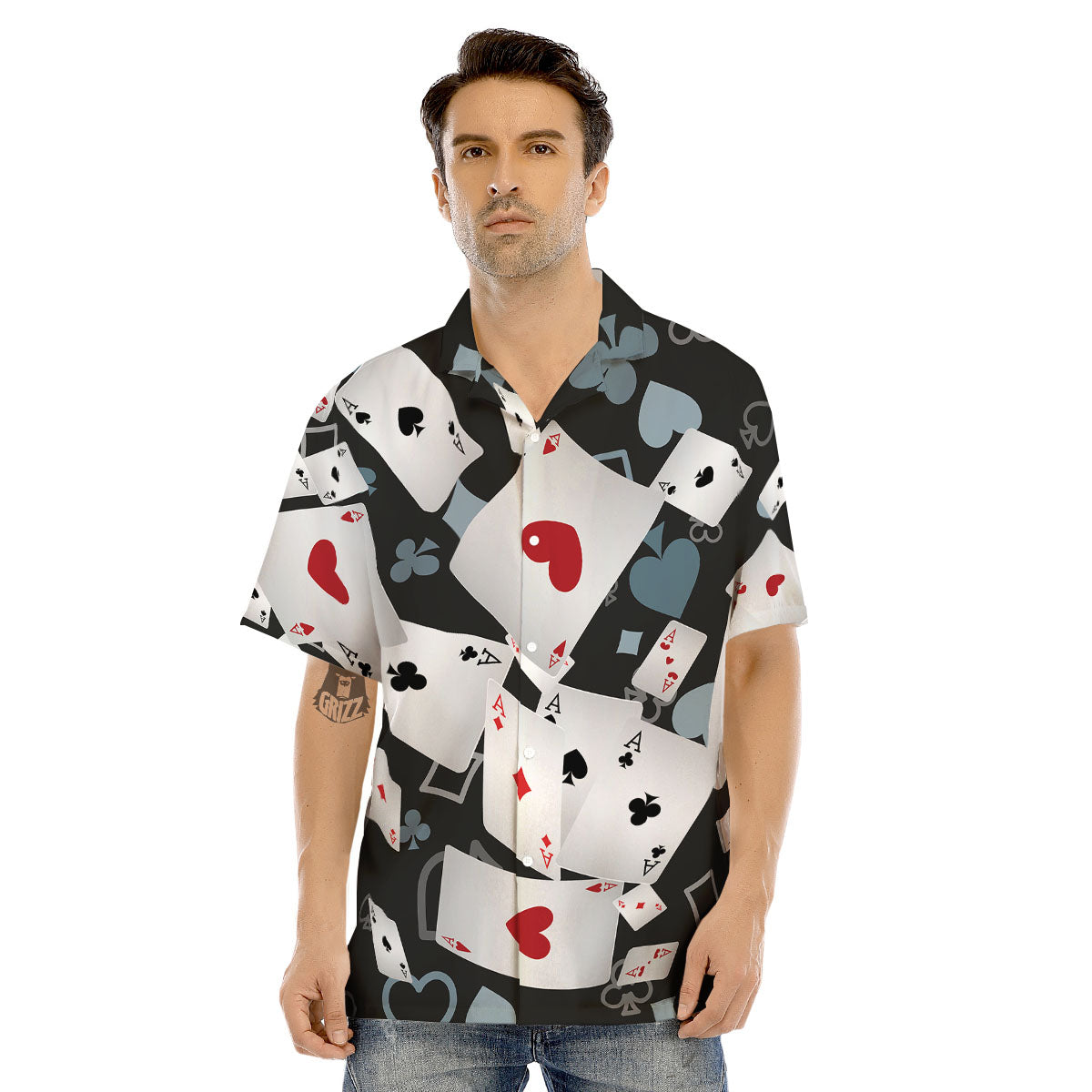 Casino Card Falling Print Men's Hawaiian Shirt-grizzshop