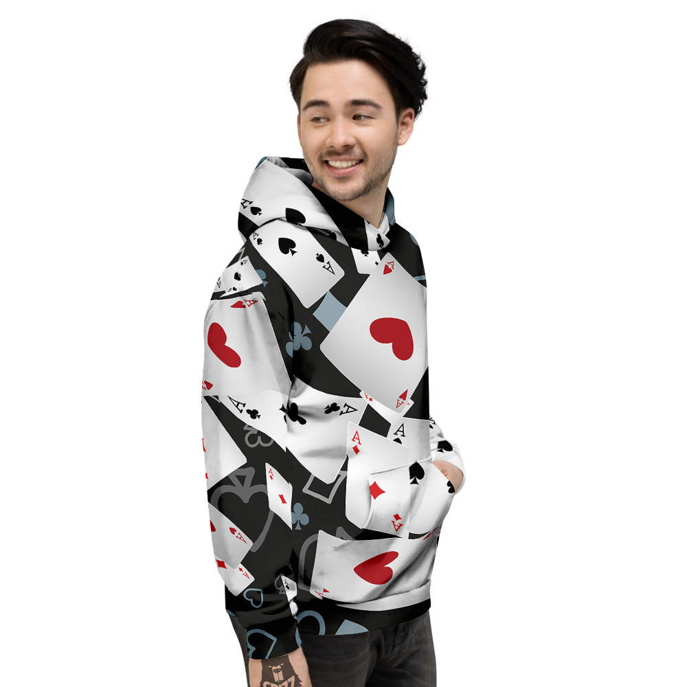 Casino Card Falling Print Men's Hoodie-grizzshop