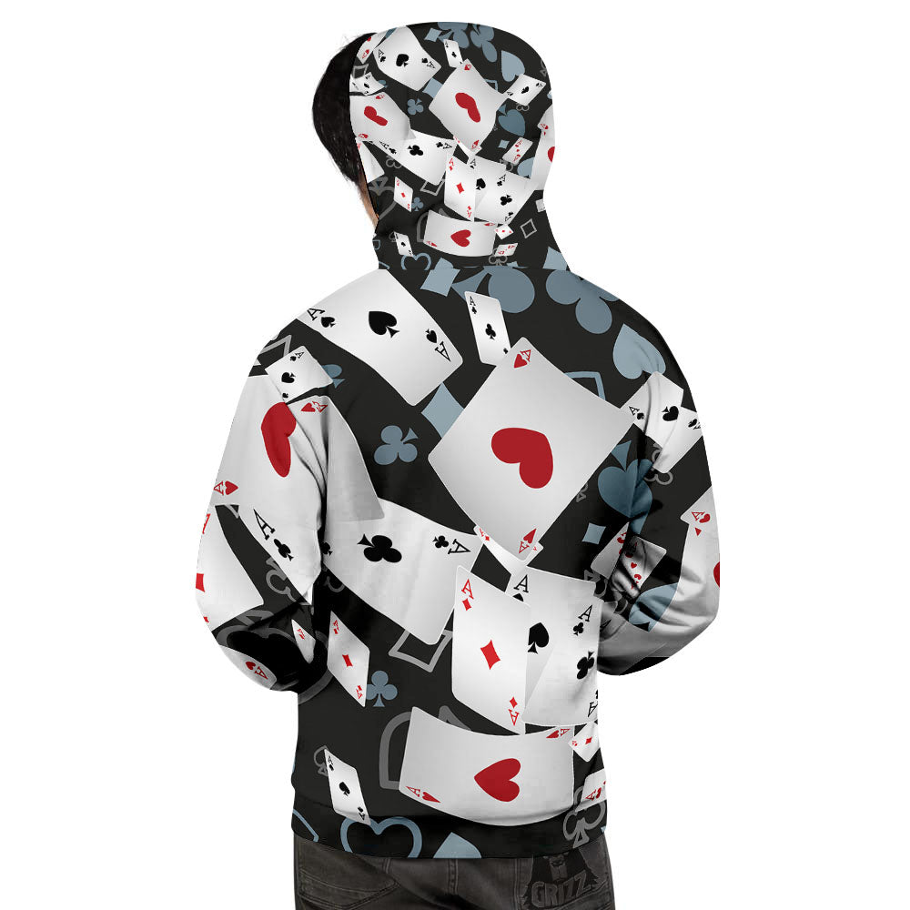 Casino Card Falling Print Men's Hoodie-grizzshop