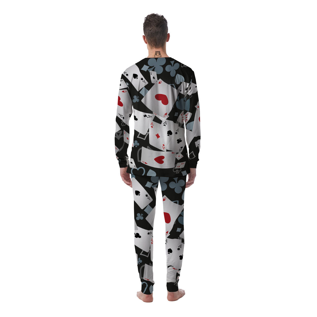 Casino Card Falling Print Men's Pajamas-grizzshop