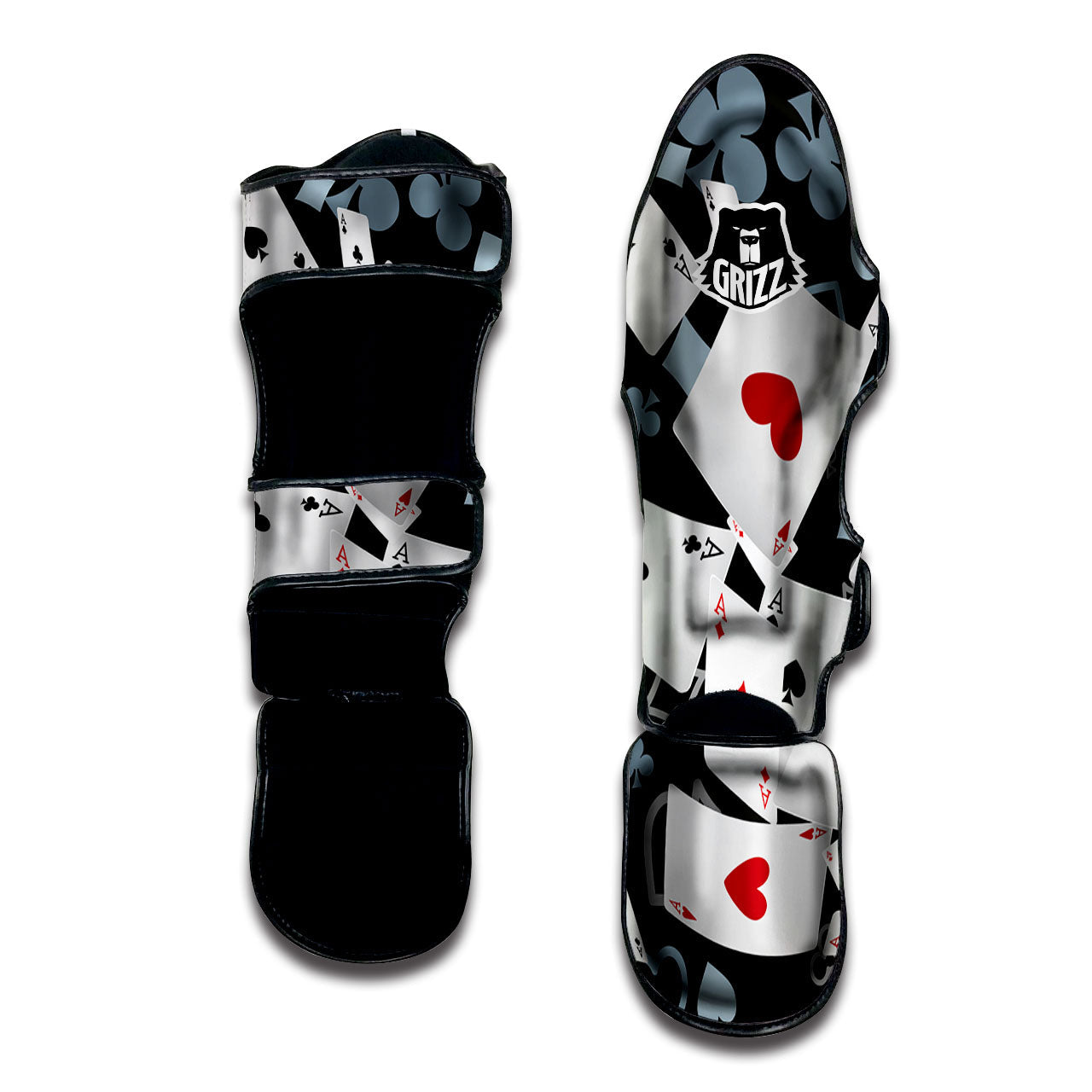 Casino Card Falling Print Muay Thai Shin Guards-grizzshop