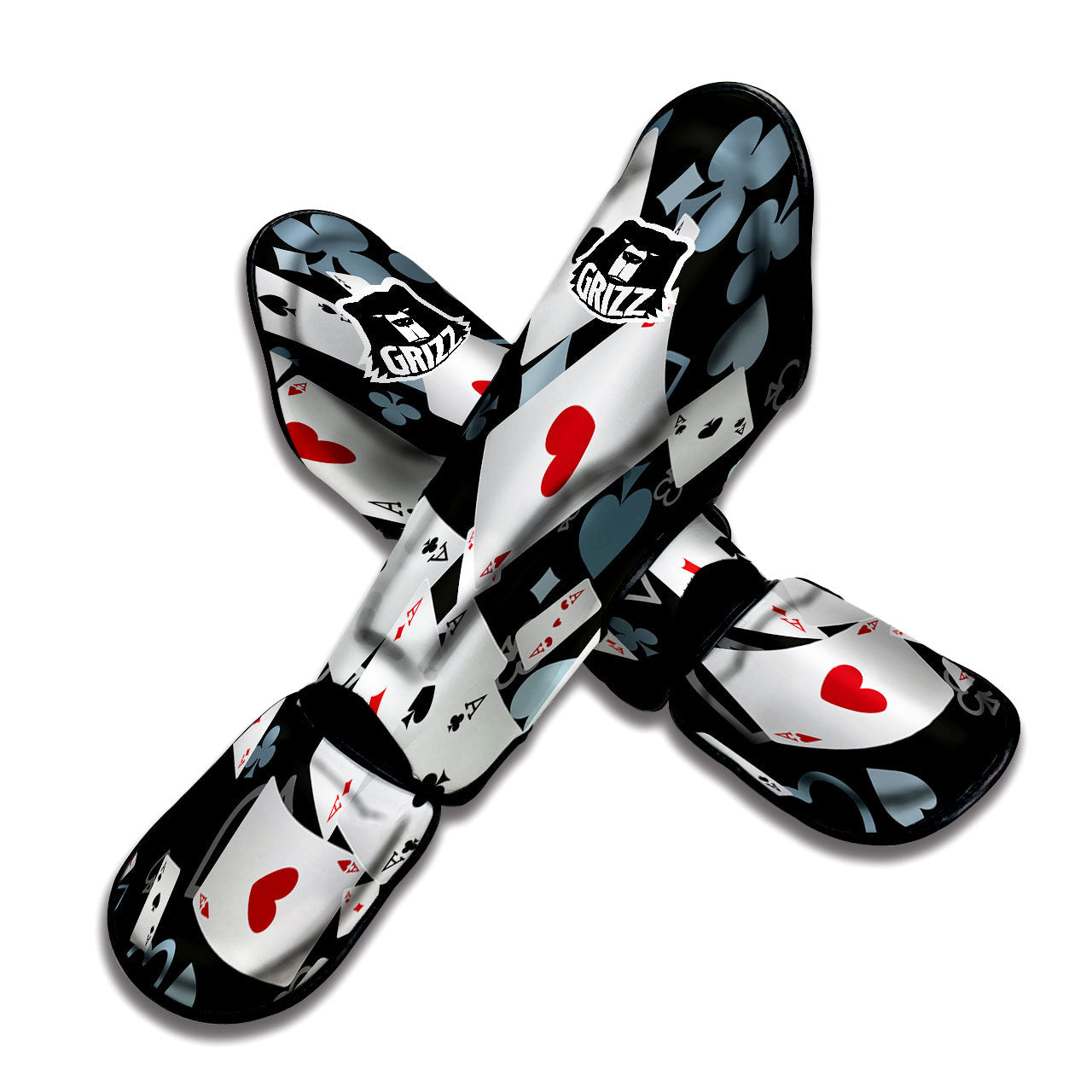 Casino Card Falling Print Muay Thai Shin Guards-grizzshop