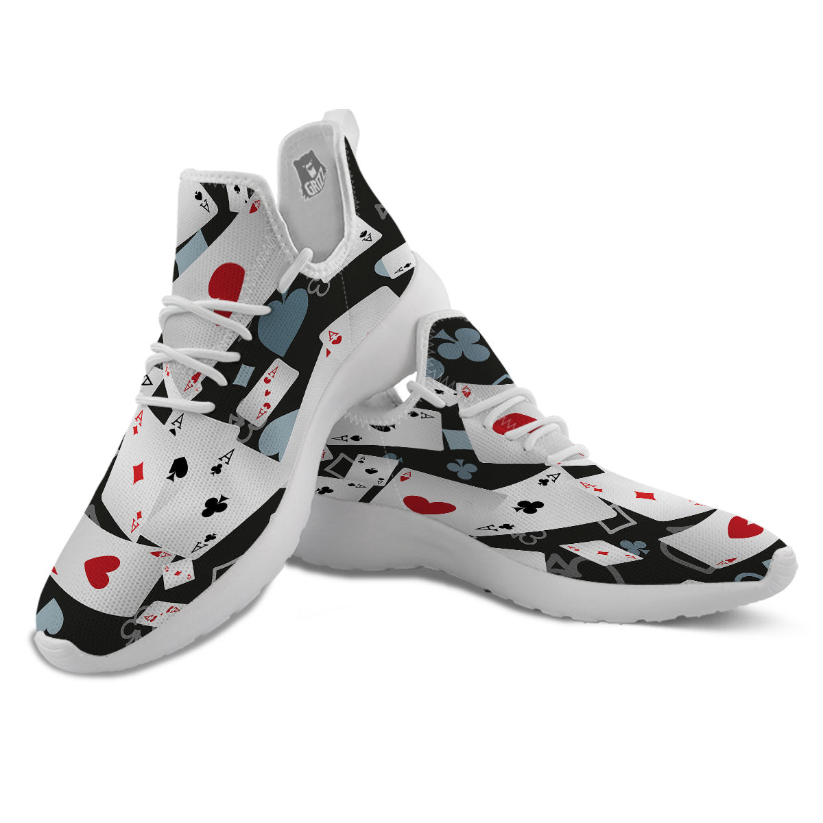 Casino Card Falling Print White Athletic Shoes-grizzshop