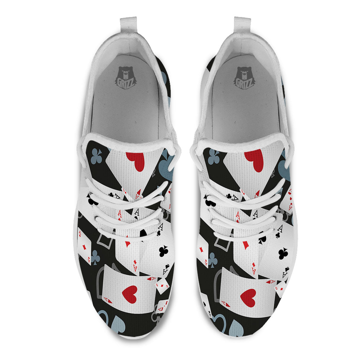 Casino Card Falling Print White Athletic Shoes-grizzshop