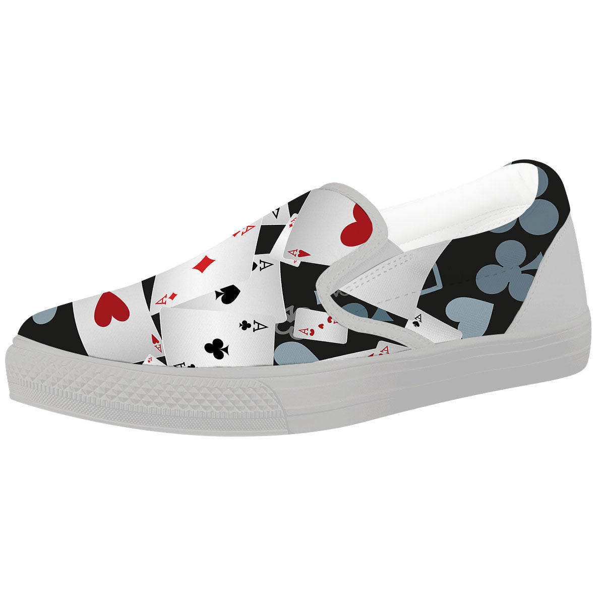 Casino Card Falling Print White Slip On Shoes-grizzshop