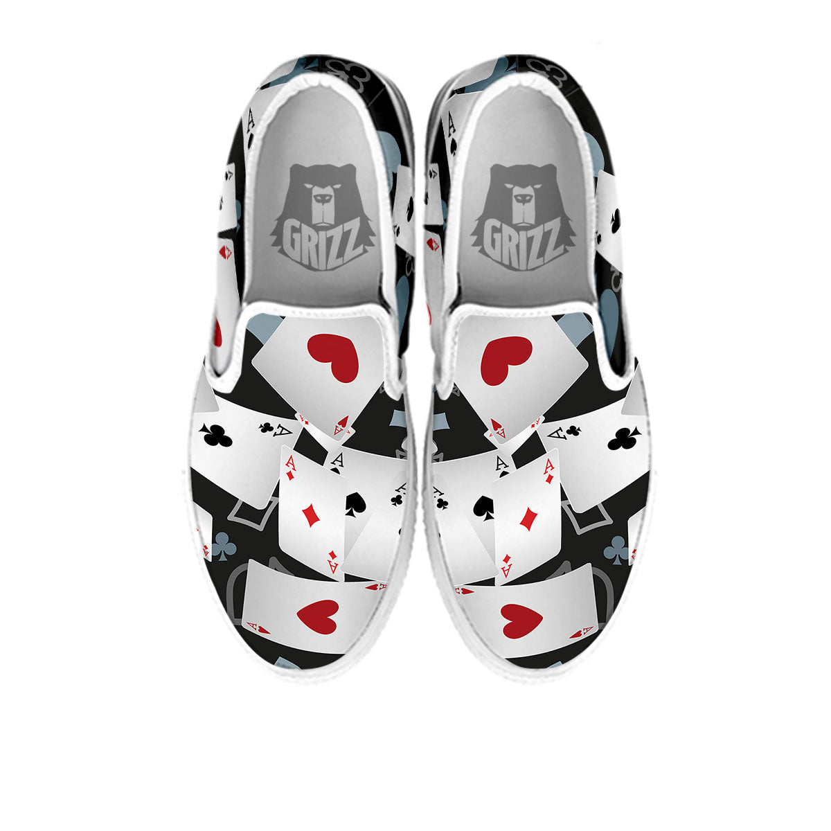 Casino Card Falling Print White Slip On Shoes-grizzshop