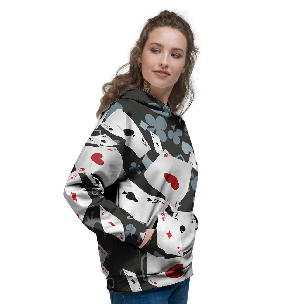 Casino Card Falling Print Women's Hoodie-grizzshop