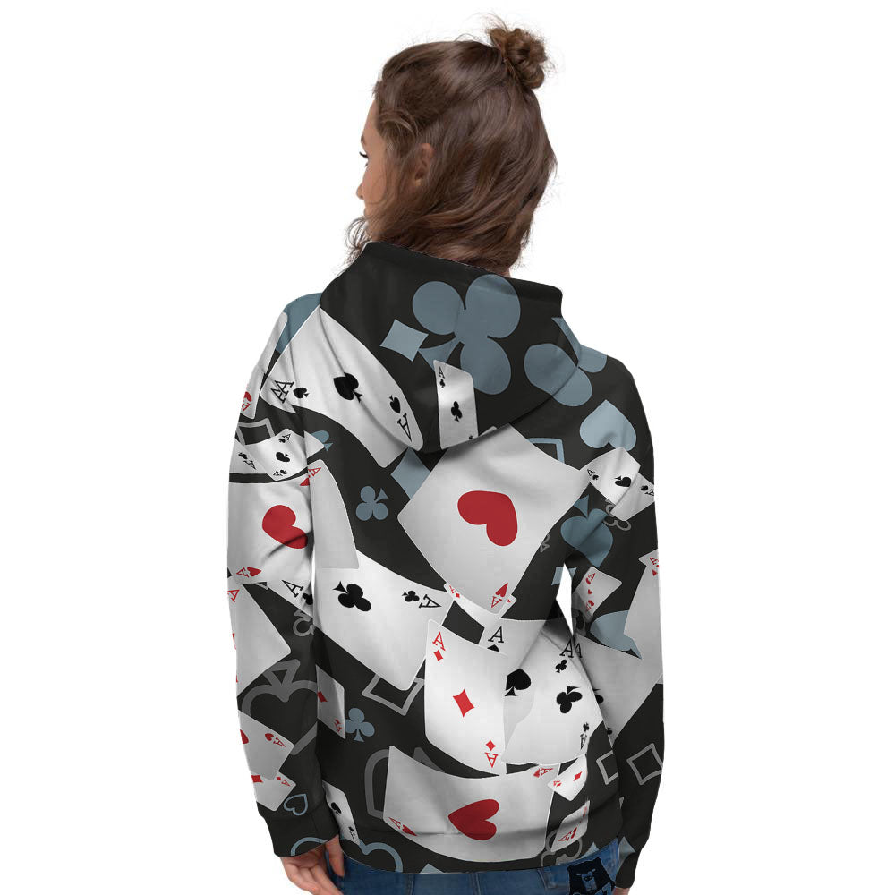 Casino Card Falling Print Women's Hoodie-grizzshop