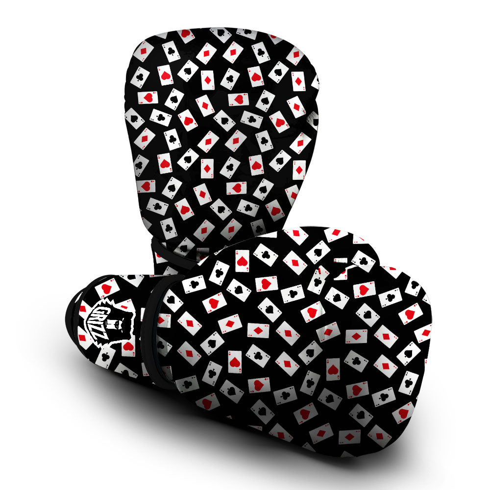Casino Card Red And Black Print Pattern Boxing Gloves-grizzshop