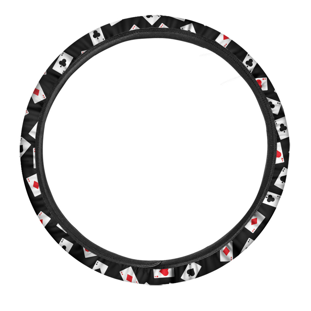 Casino Card Red And Black Print Pattern Car Steering Wheel Cover-grizzshop