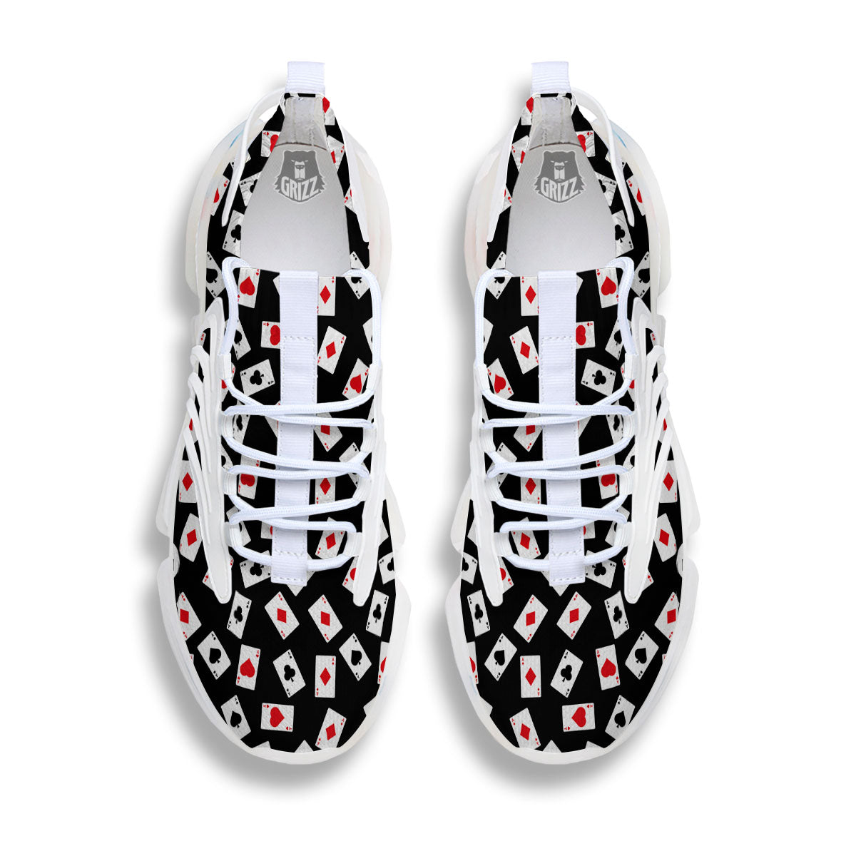 Casino Card Red And Black Print Pattern White Gym Shoes-grizzshop