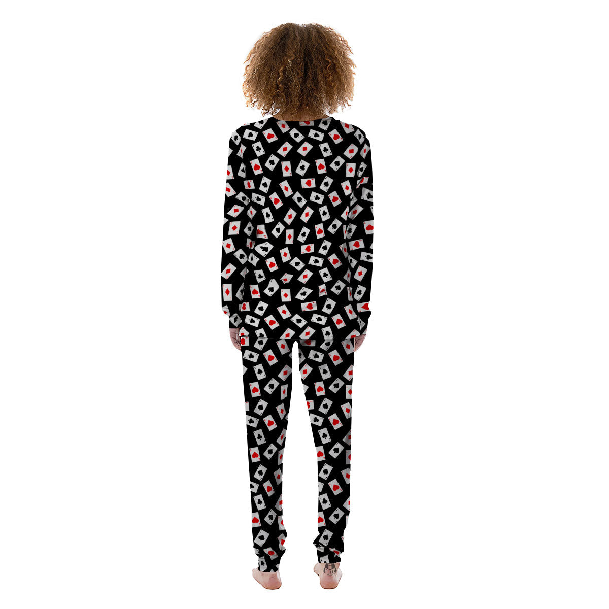 Casino Card Red And Black Print Pattern Women's Pajamas-grizzshop