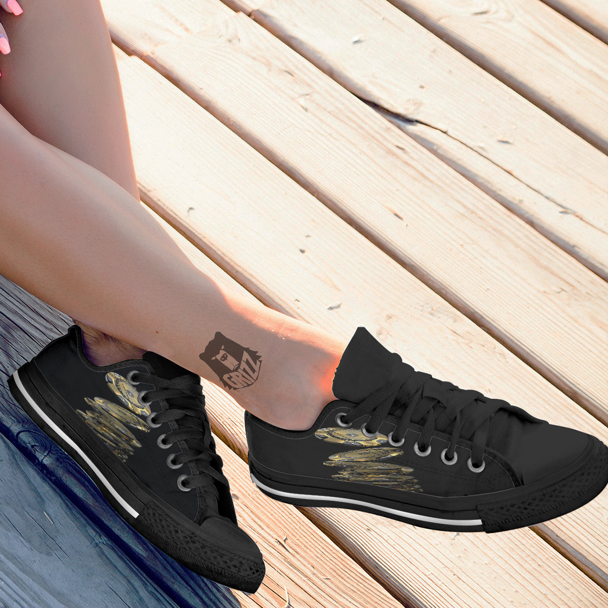 Casino Chips Poker Print Black Low Top Shoes-grizzshop