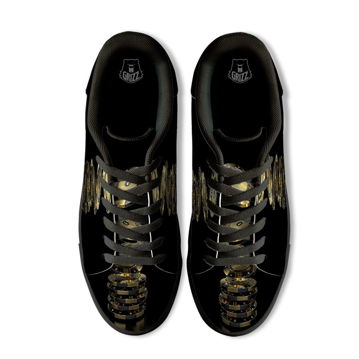 Casino Chips Poker Print Black Low Top Sneakers-grizzshop