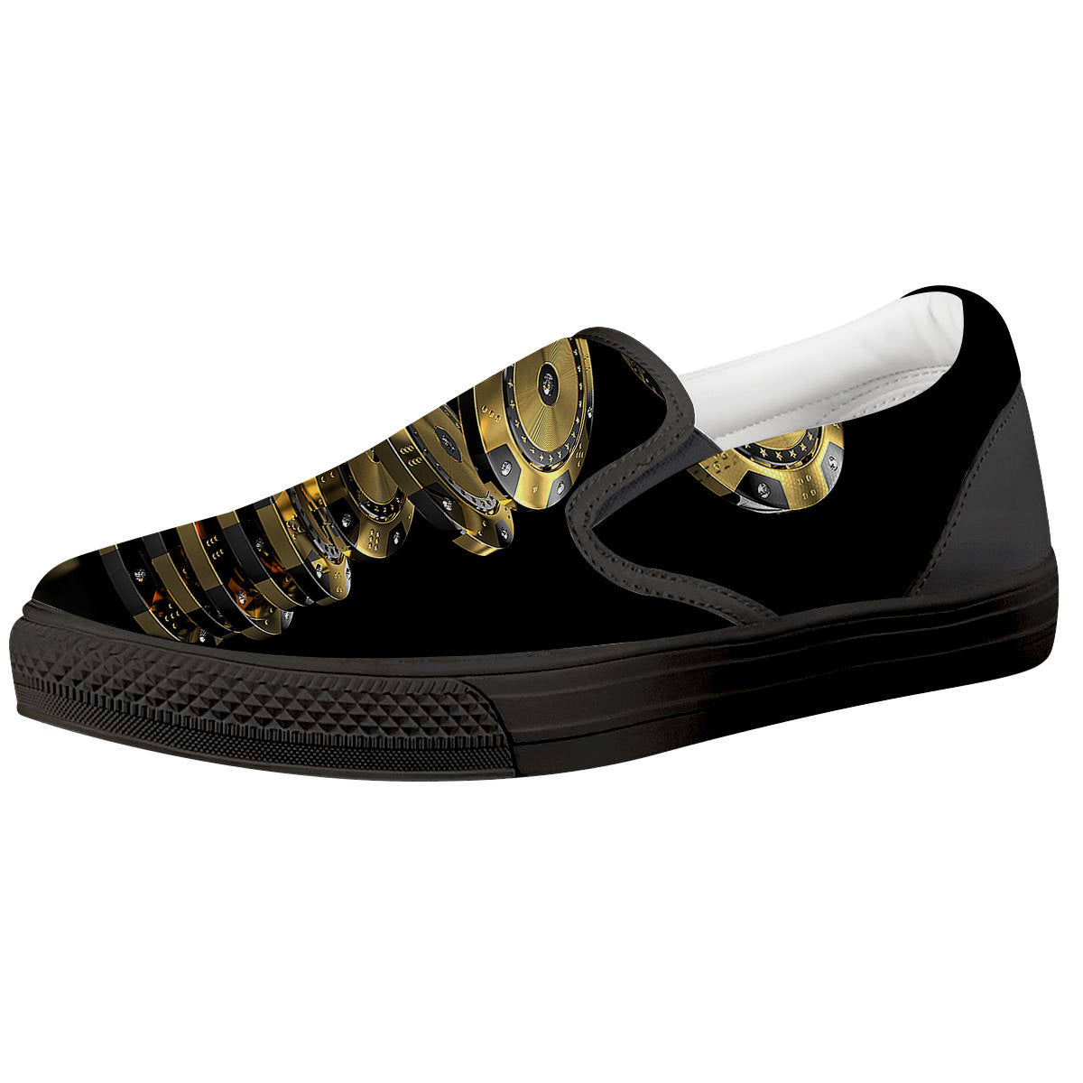 Casino Chips Poker Print Black Slip On Shoes-grizzshop