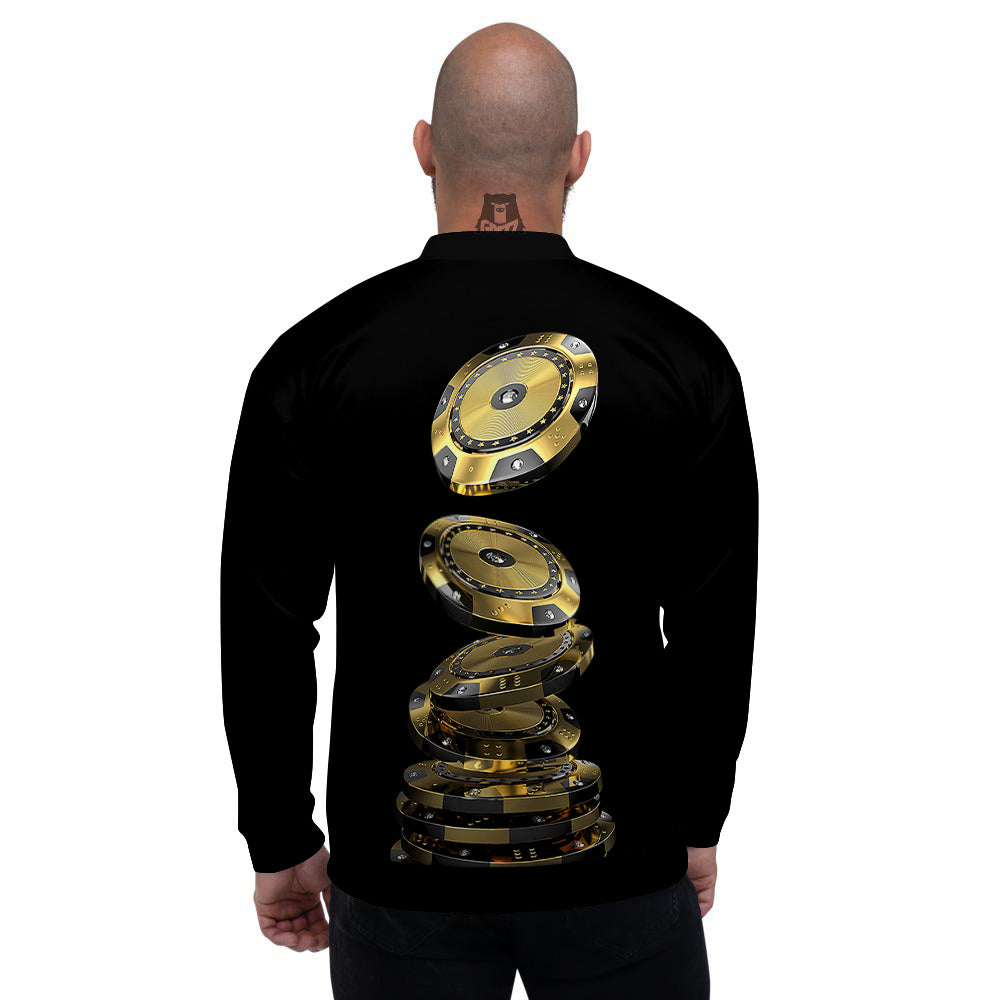 Casino Chips Poker Print Men's Bomber Jacket-grizzshop