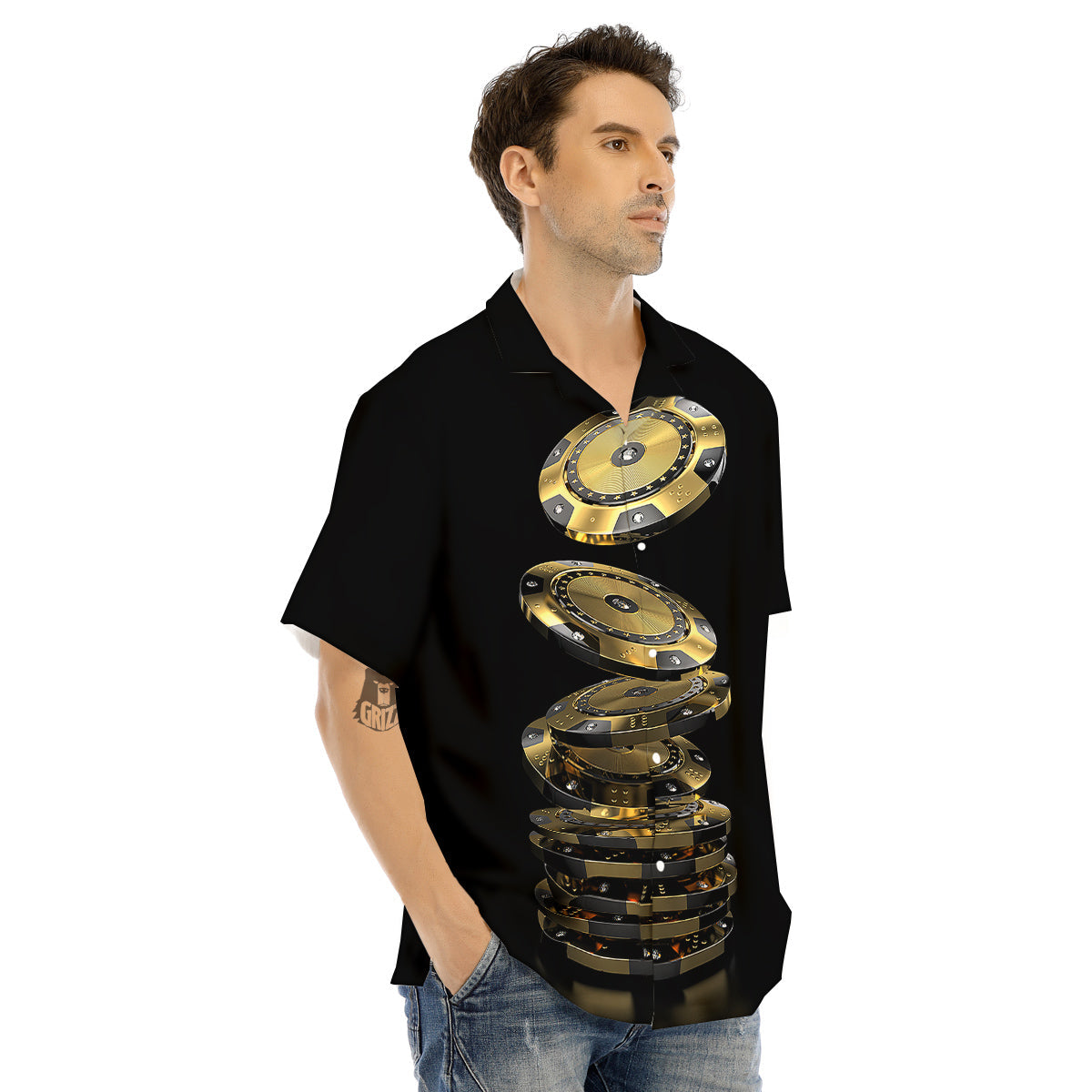 Casino Chips Poker Print Men's Hawaiian Shirt-grizzshop