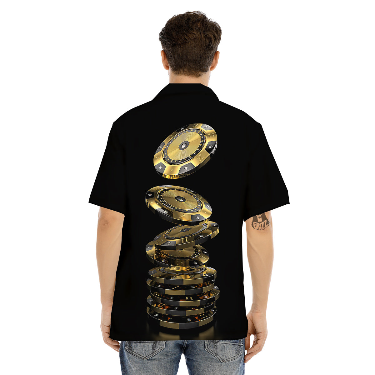 Casino Chips Poker Print Men's Hawaiian Shirt-grizzshop