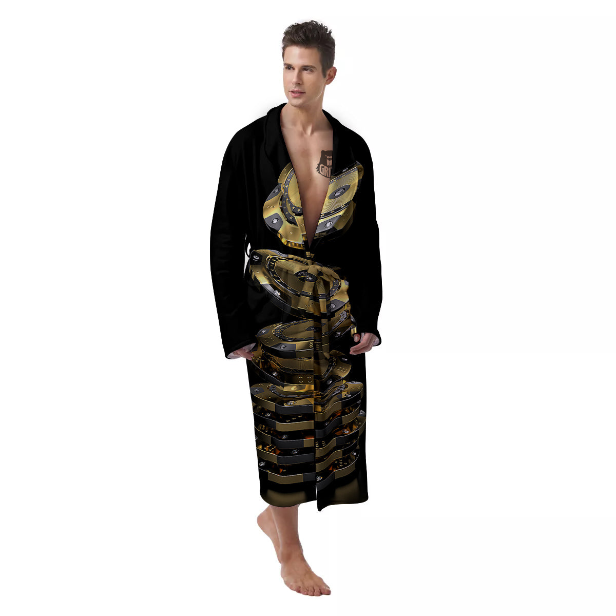 Casino Chips Poker Print Men's Robe-grizzshop