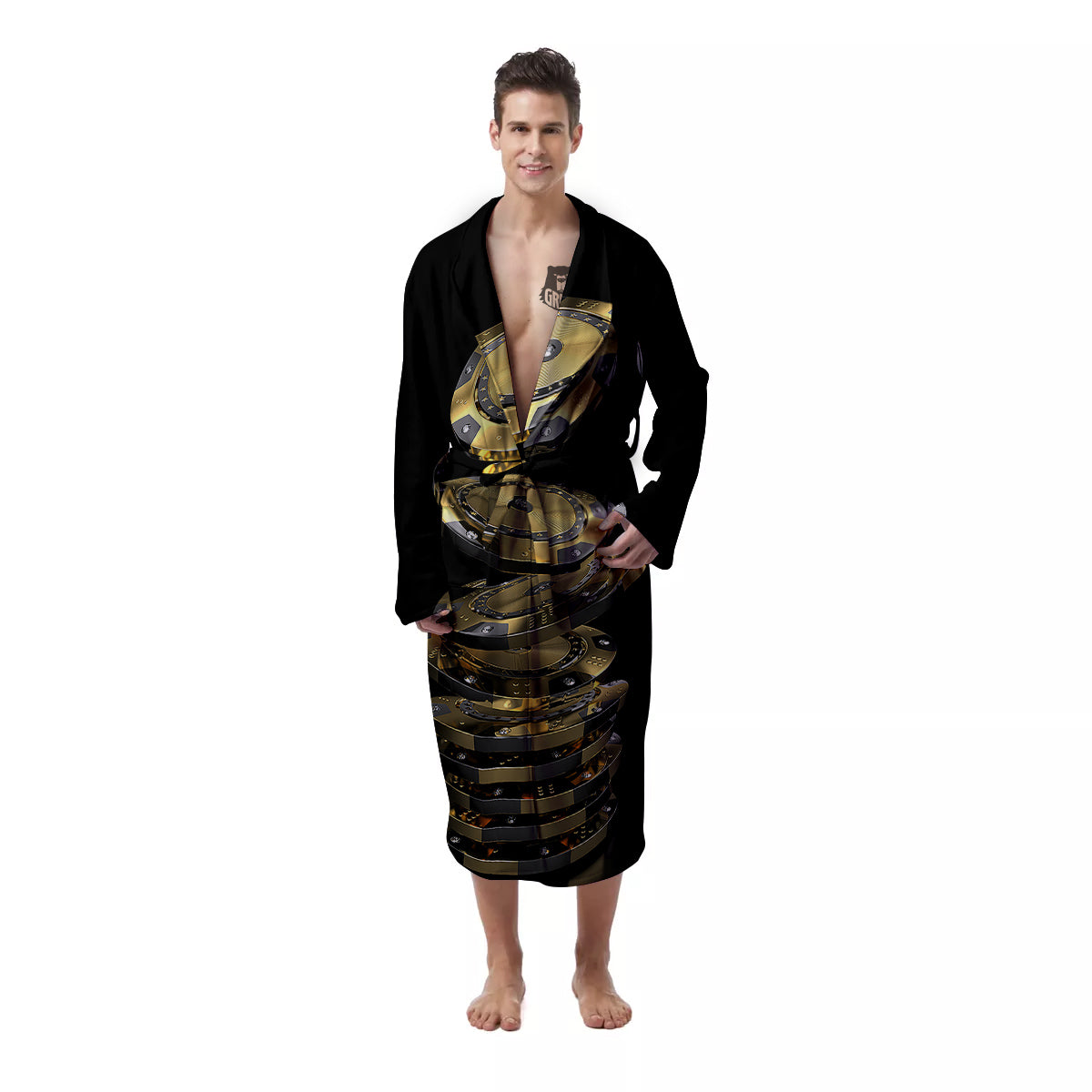 Casino Chips Poker Print Men's Robe-grizzshop