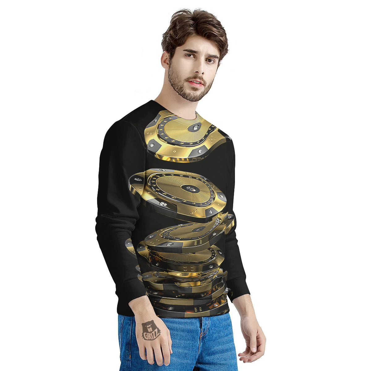Casino Chips Poker Print Men's Sweatshirt-grizzshop