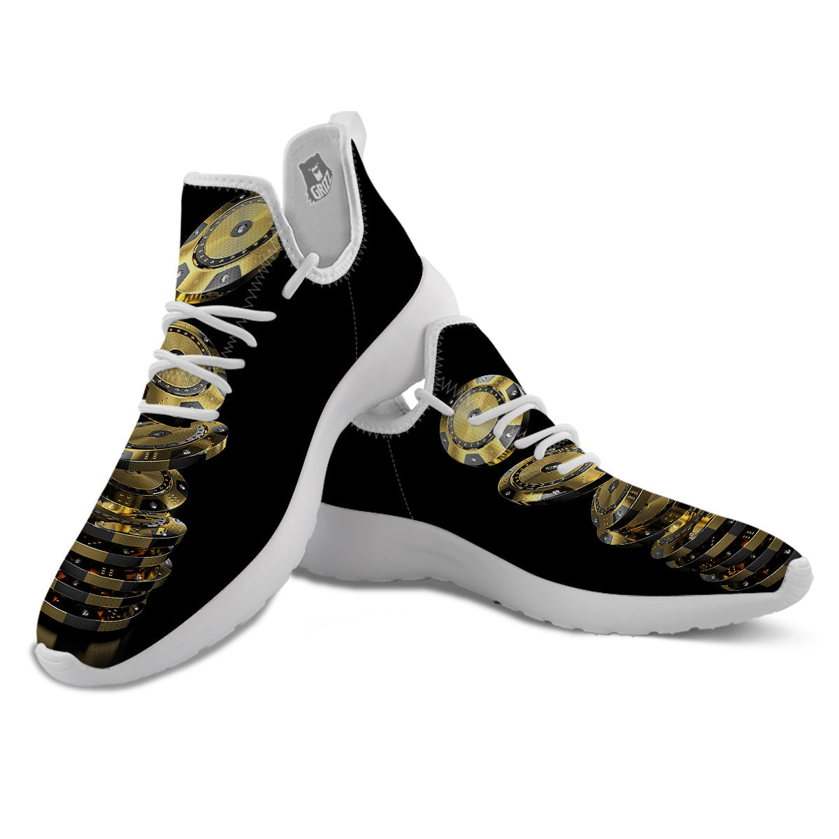 Casino Chips Poker Print White Athletic Shoes-grizzshop
