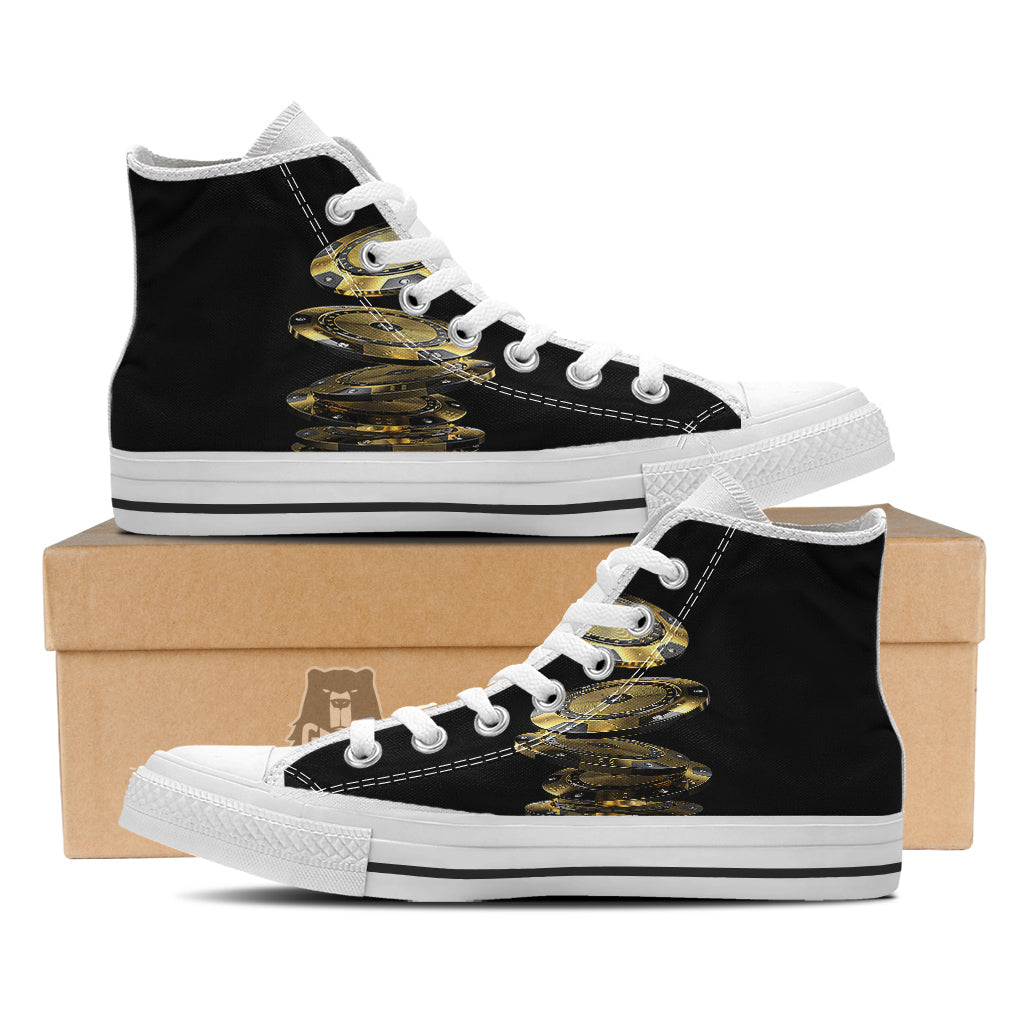 Casino Chips Poker Print White High Top Shoes-grizzshop