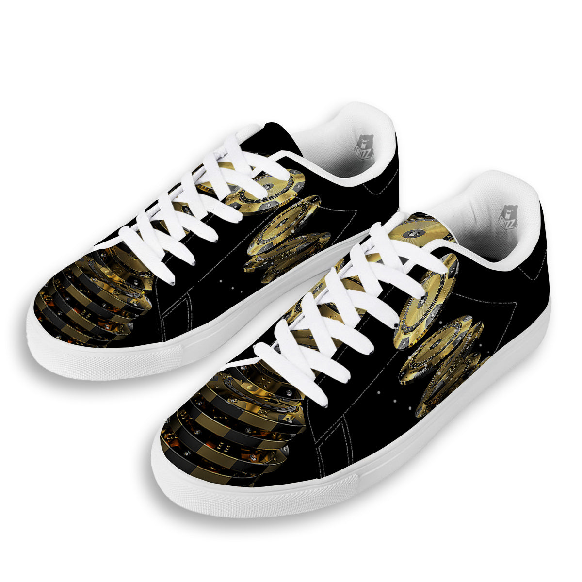 Casino Chips Poker Print White Low Top Sneakers-grizzshop