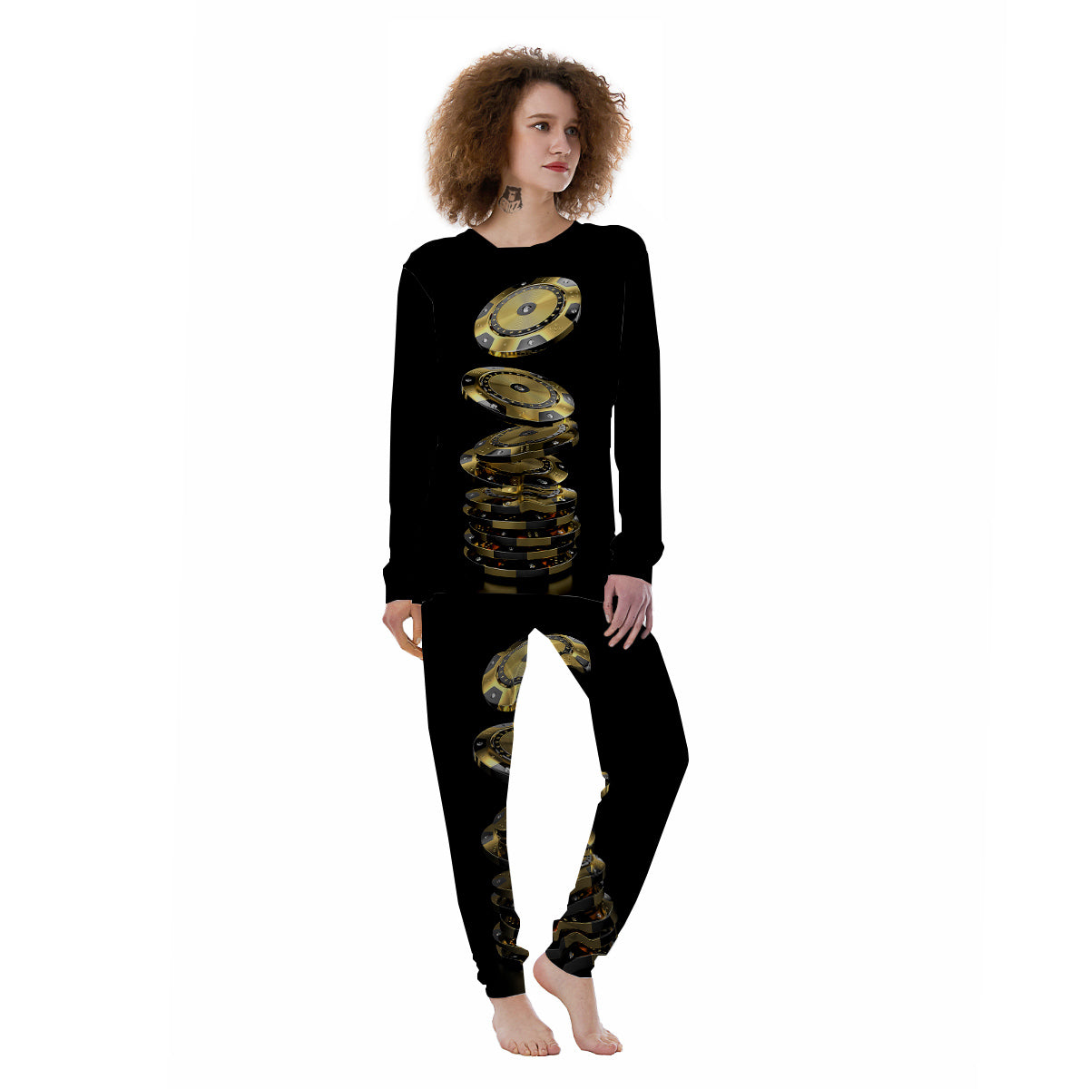 Casino Chips Poker Print Women's Pajamas-grizzshop