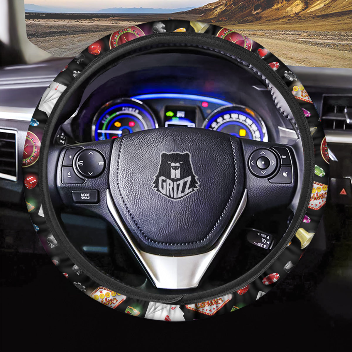 Casino Colorful Entertainments Print Pattern Car Steering Wheel Cover-grizzshop
