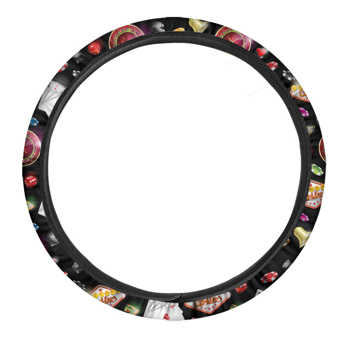 Casino Colorful Entertainments Print Pattern Car Steering Wheel Cover-grizzshop