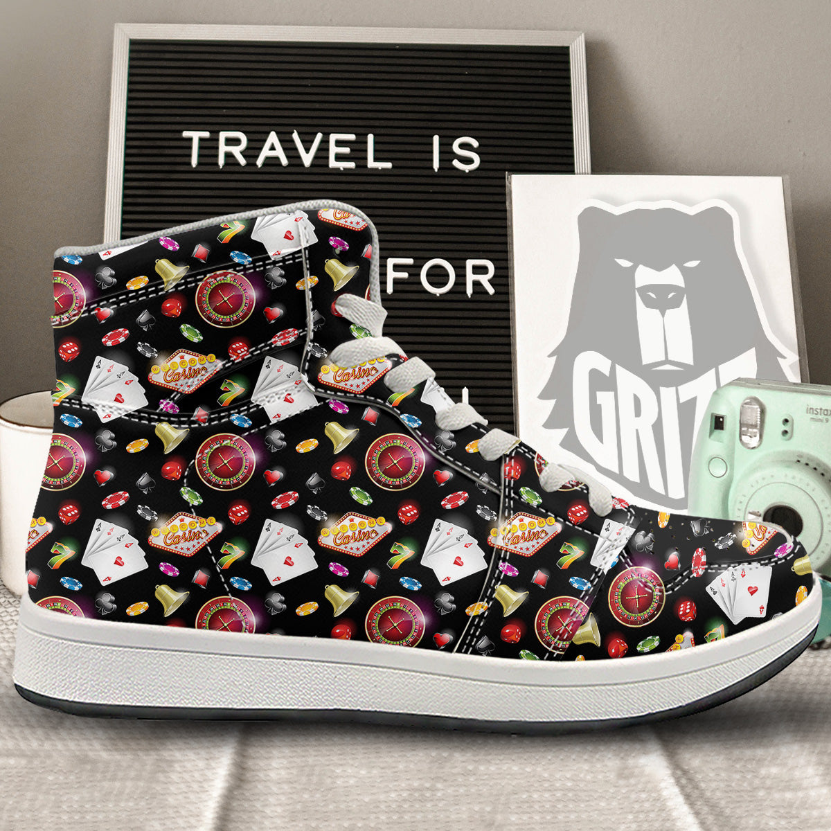 Casino Colorful Entertainments Print Pattern High Top Sneakers-grizzshop
