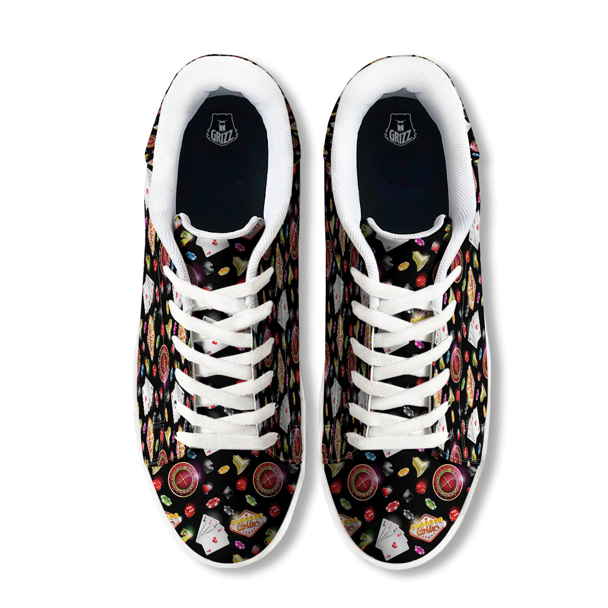 Casino Colorful Entertainments Print Pattern White Low Top Sneakers-grizzshop