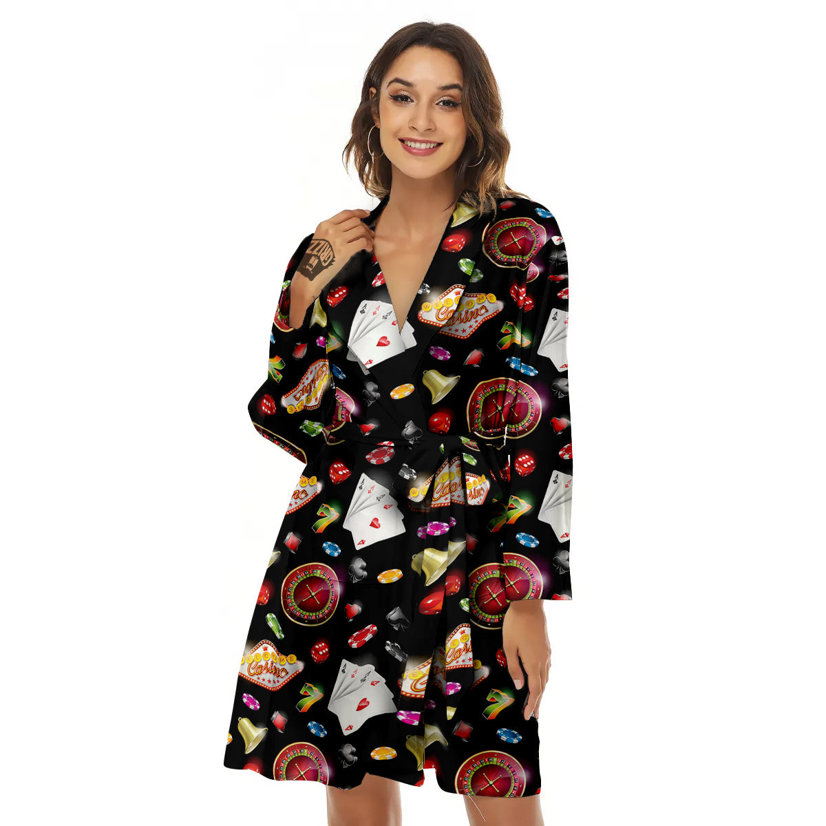 Casino Colorful Entertainments Print Pattern Women's Robe-grizzshop