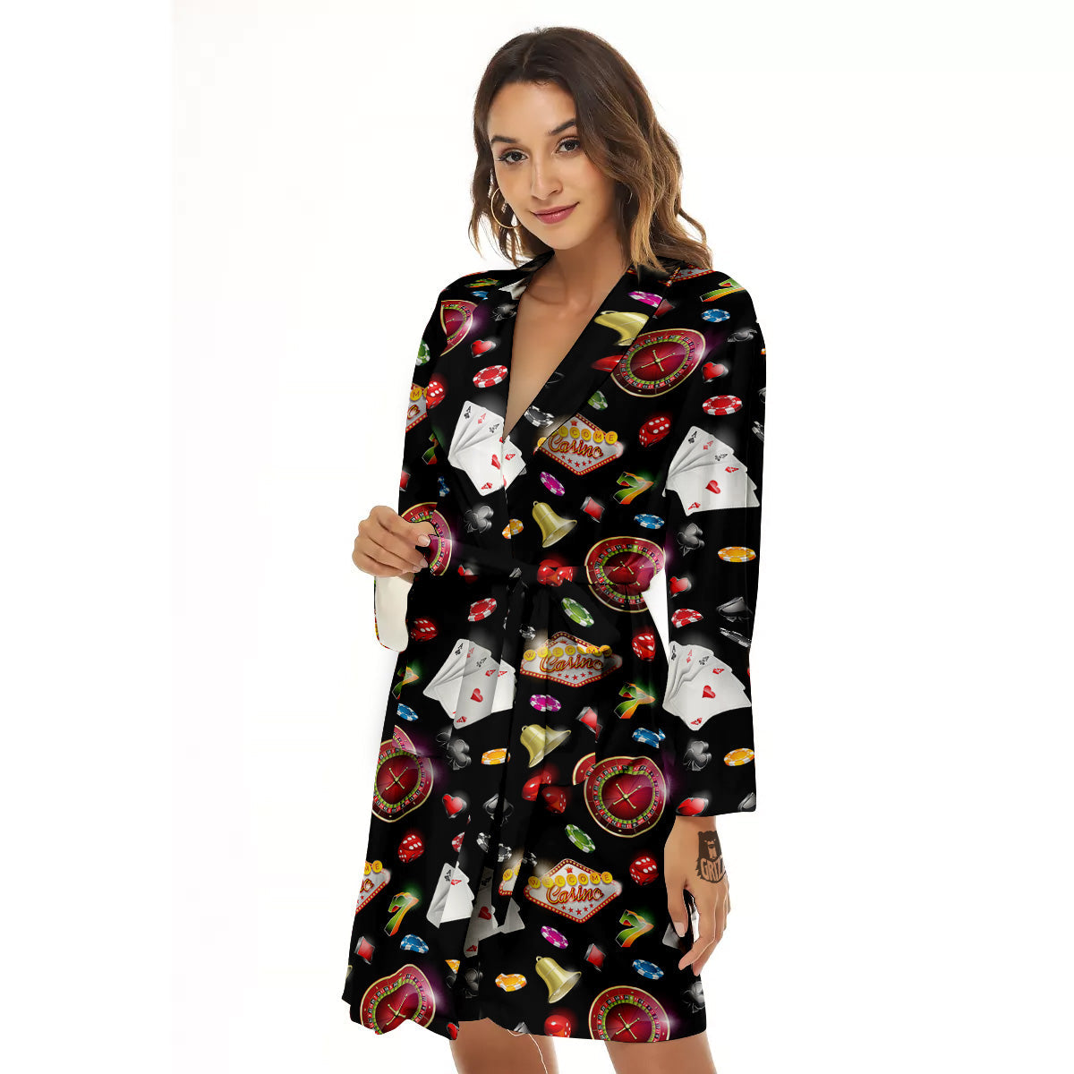 Casino Colorful Entertainments Print Pattern Women's Robe-grizzshop