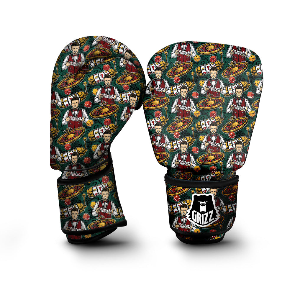 Casino Croupier And Slot Machine Print Pattern Boxing Gloves-grizzshop