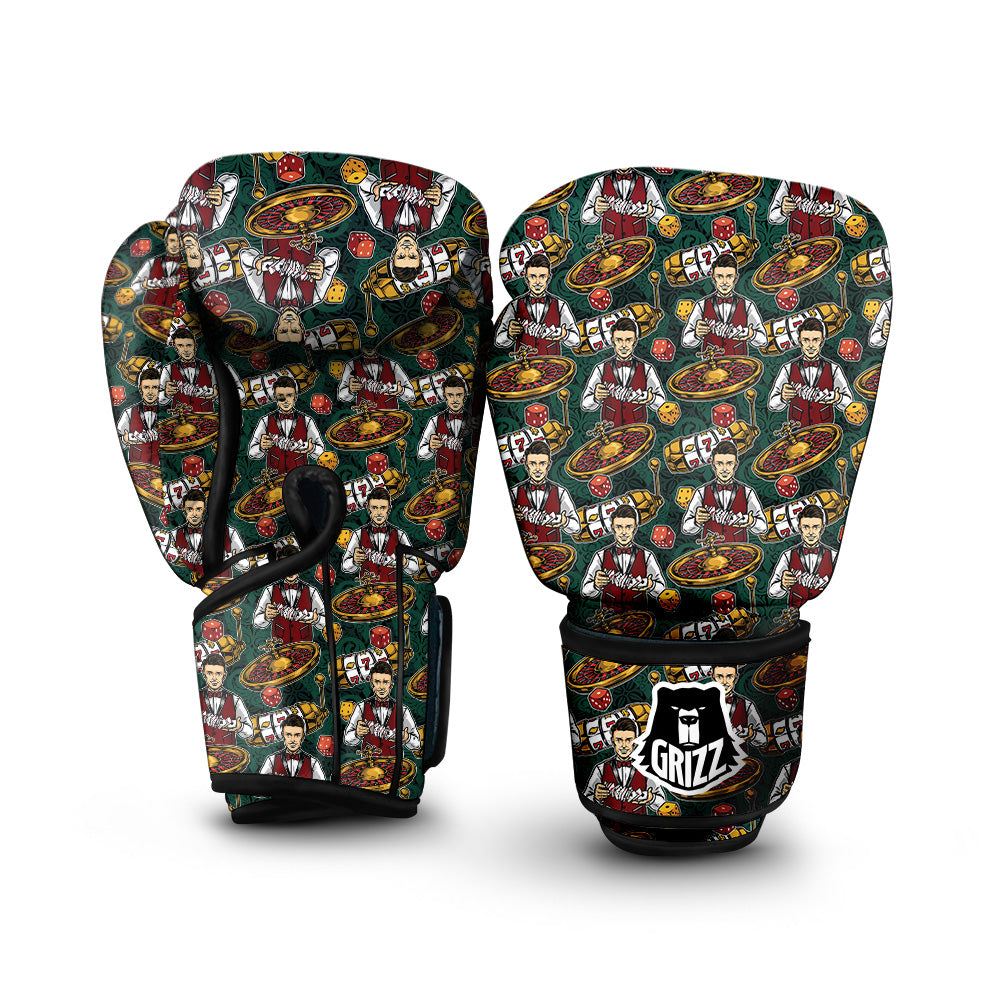 Casino Croupier And Slot Machine Print Pattern Boxing Gloves-grizzshop