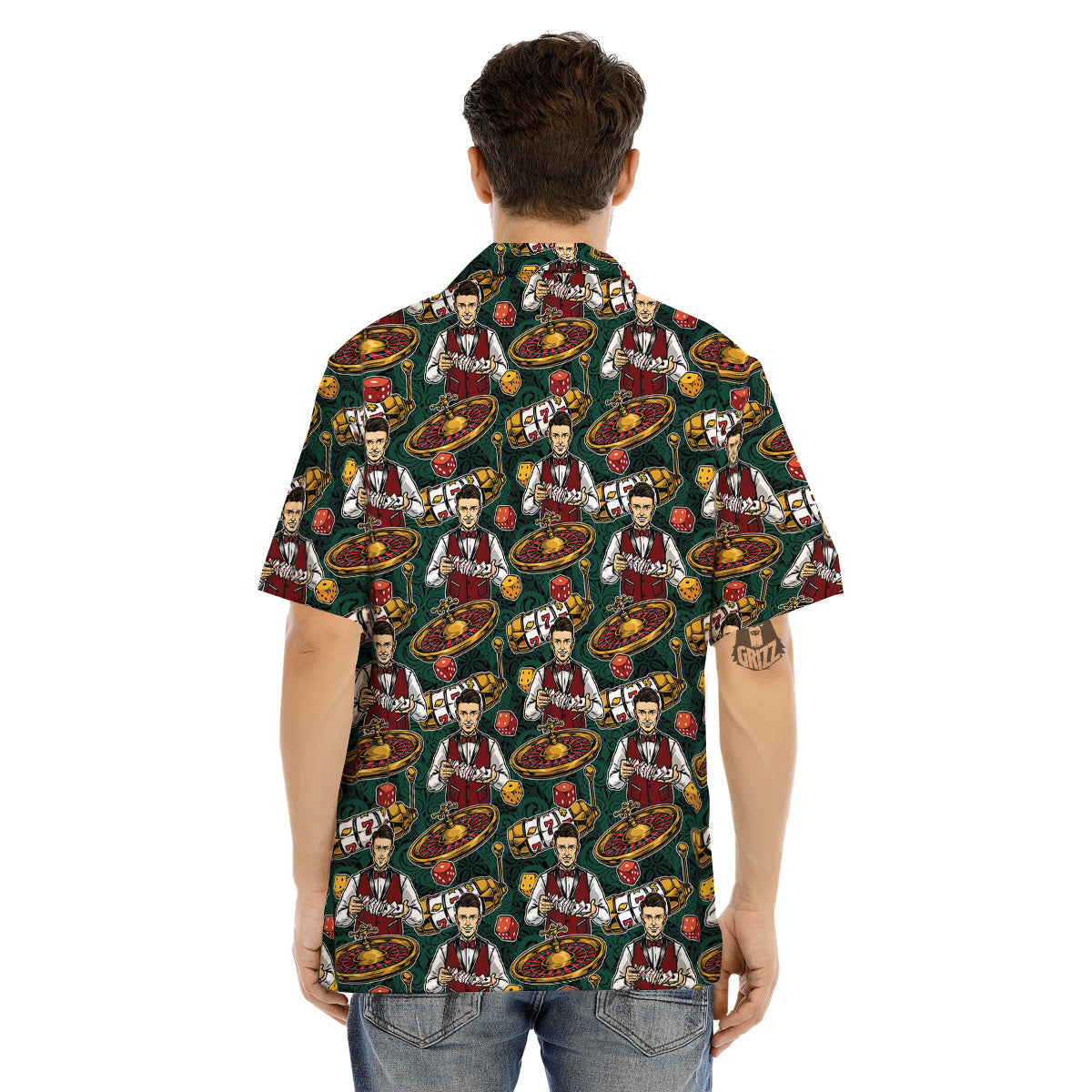 Casino Croupier And Slot Machine Print Pattern Men's Hawaiian Shirt-grizzshop