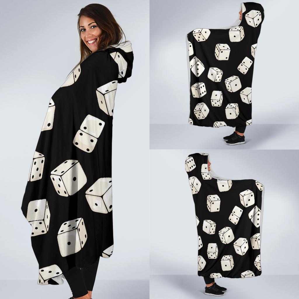Casino Dice Pattern Print Hooded Blanket-grizzshop