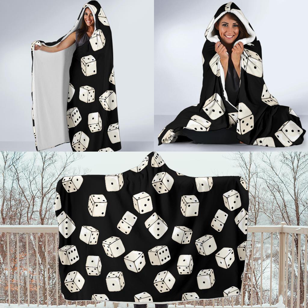 Casino Dice Pattern Print Hooded Blanket-grizzshop