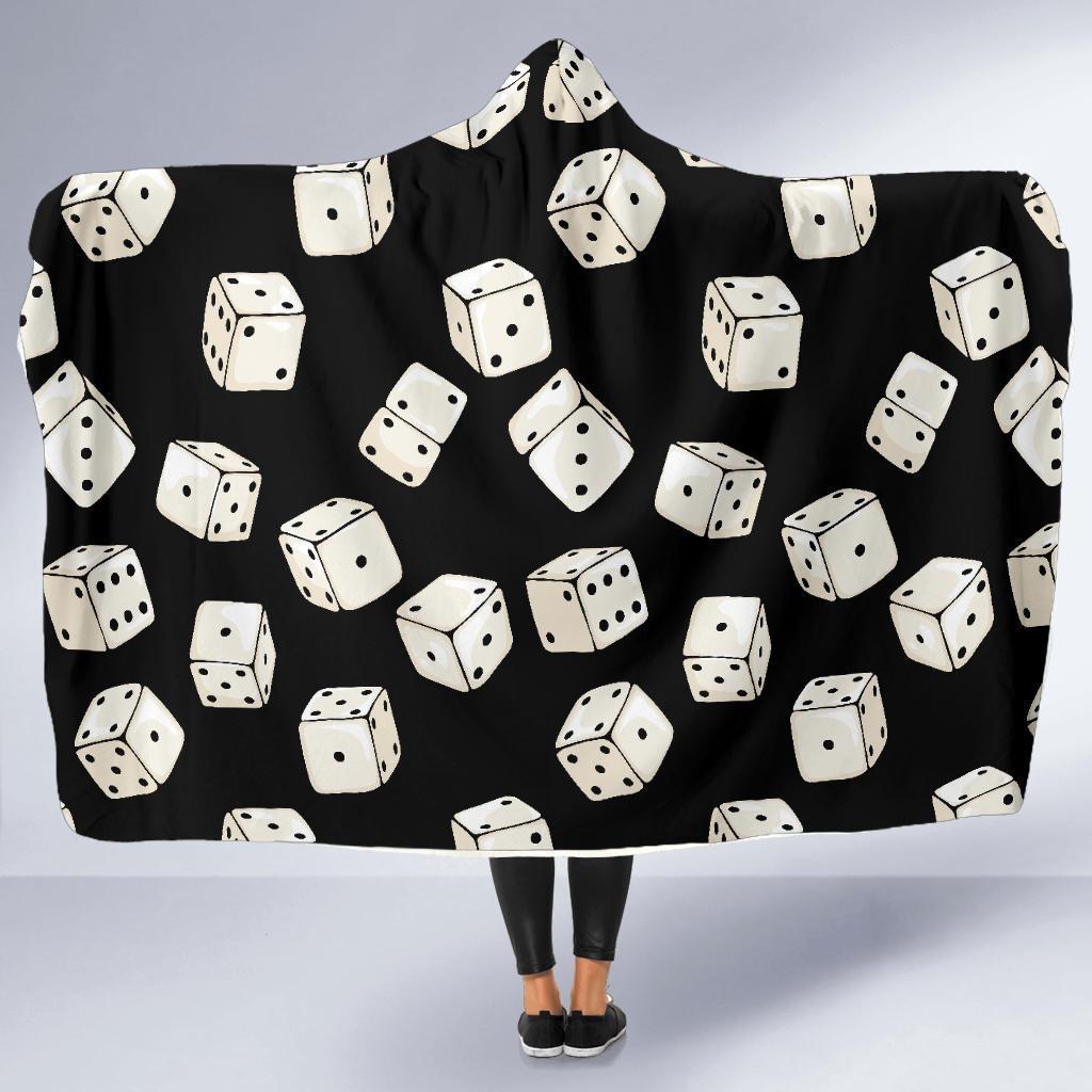 Casino Dice Pattern Print Hooded Blanket-grizzshop