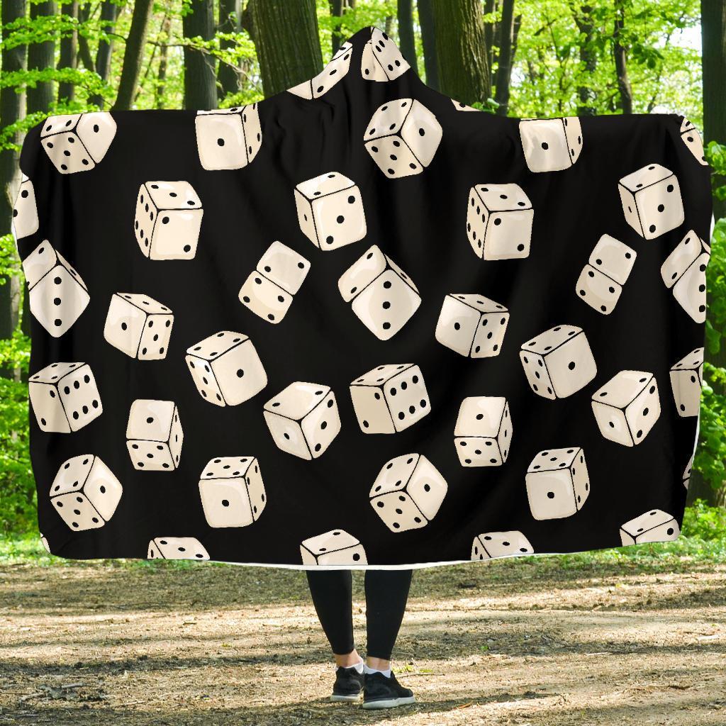 Casino Dice Pattern Print Hooded Blanket-grizzshop