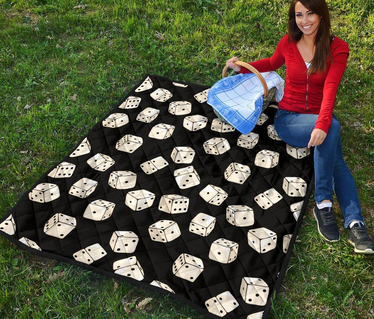 Casino Dice Pattern Print Quilt-grizzshop