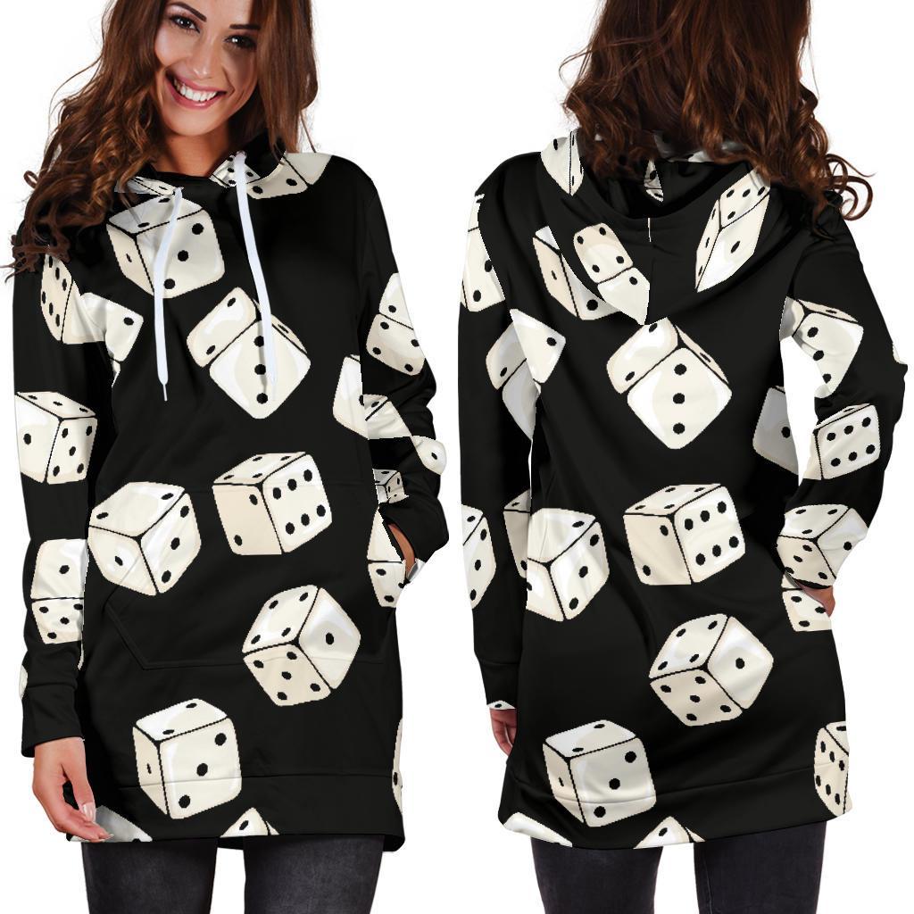 Casino Dice Pattern Print Women Hoodie Dress-grizzshop