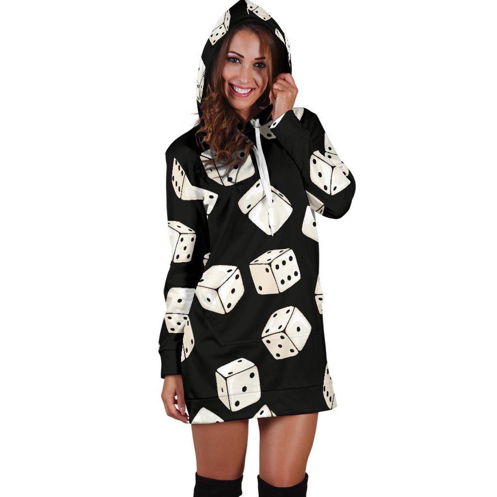 Casino Dice Pattern Print Women Hoodie Dress-grizzshop