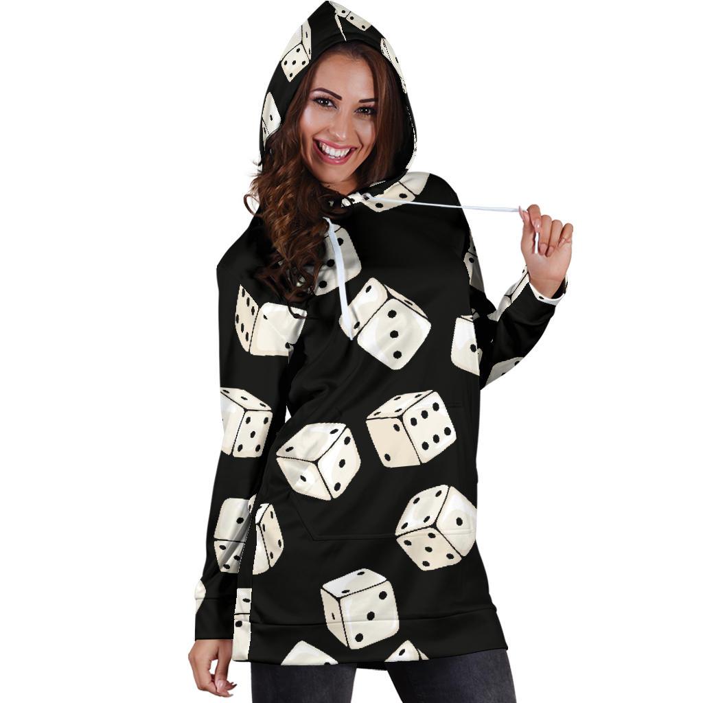 Casino Dice Pattern Print Women Hoodie Dress-grizzshop