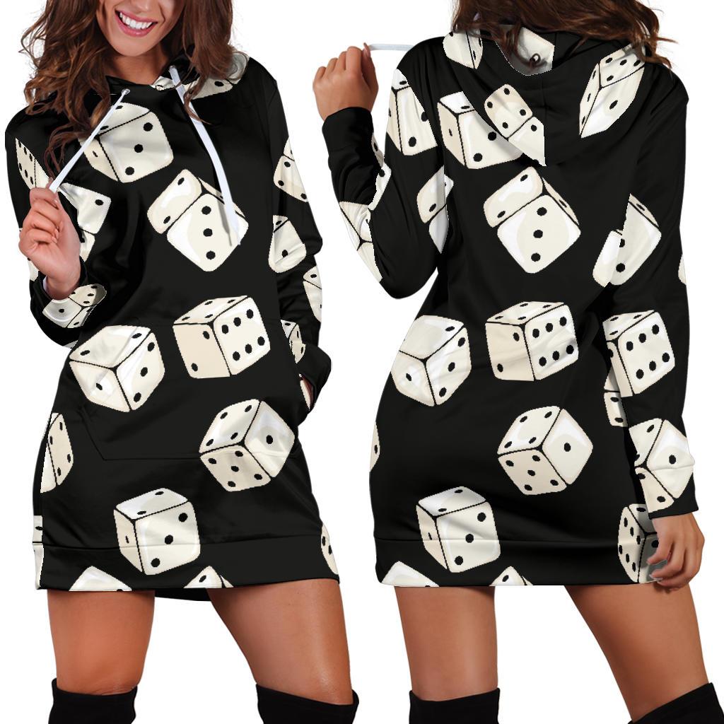 Casino Dice Pattern Print Women Hoodie Dress-grizzshop