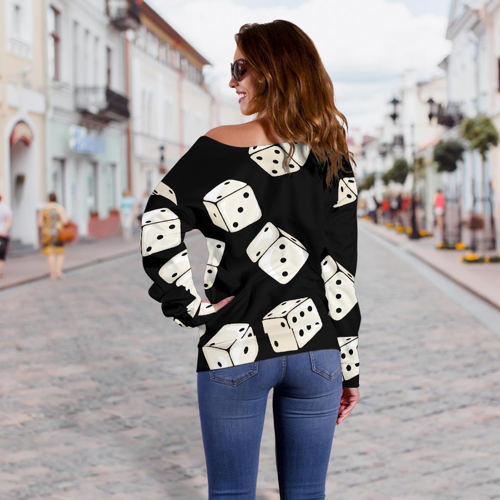 Casino Dice Pattern Print Women Off Shoulder Sweatshirt-grizzshop