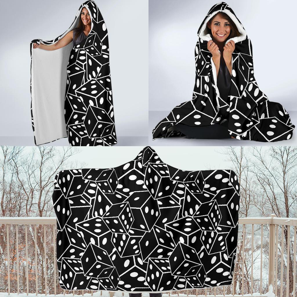 Casino Dice Print Pattern Hooded Blanket-grizzshop