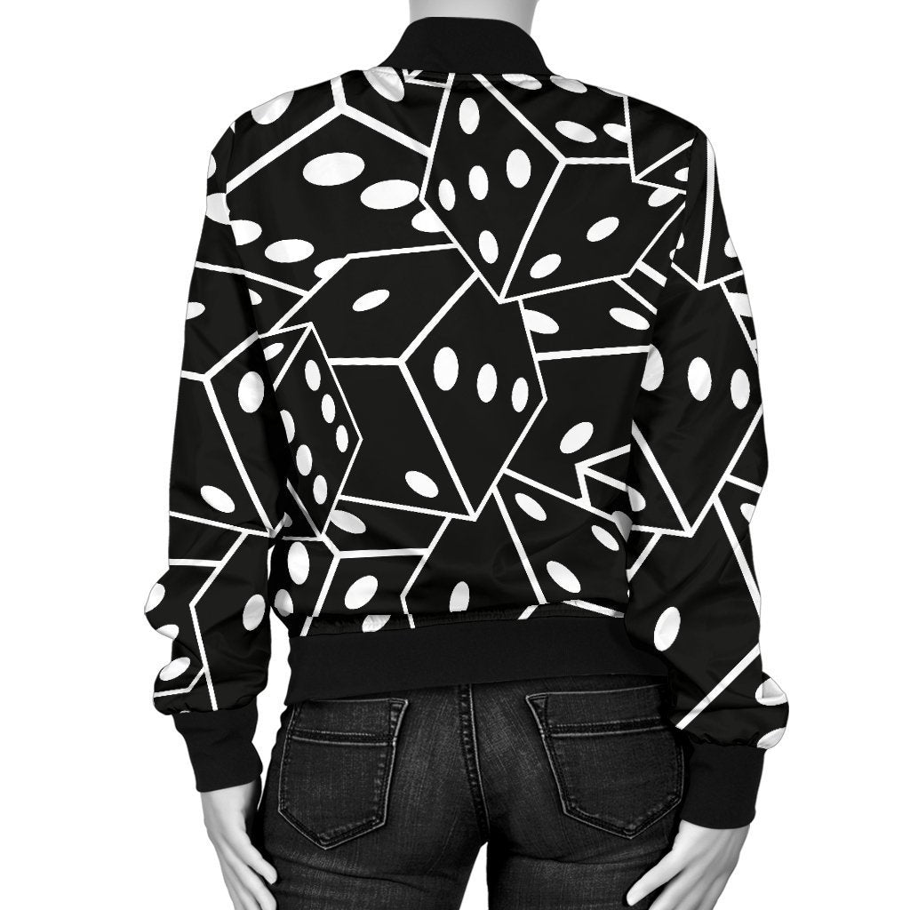 Casino Dice Print Pattern Women Casual Bomber Jacket-grizzshop